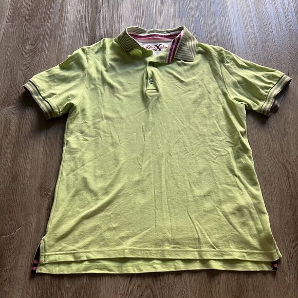 Robert Graham Mens Size Large L Short Sleeve Neon Green Polo Shirt - Picture 1 of 8